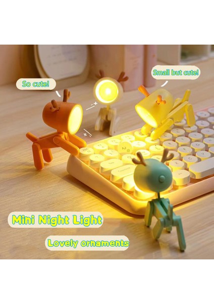 LED Gece Lambası Mini Katlanır Masa Lambası Sevimli Evcil Hayvan Işıkları Köpek Geyik Taşınabilir Gece Lambası Öğrenci Oturma Odası Dekor Hediye (Yurt Dışından)