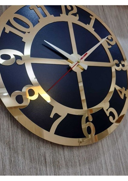 Özel Ölçü Dekoratif Duvar Saati Siyah Zemin Üzeri Gold Türkçe Rakamlı Aynalı Pleksi 35X35 cm fırsatları