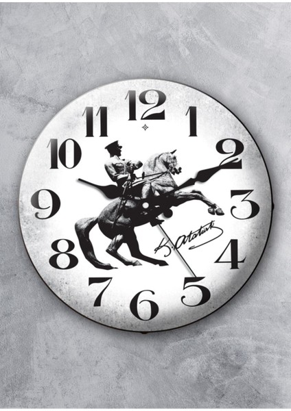 36 cm Gerçek Bombe Cam Akar Saniye Sessiz Mekanizma Dekoratif Atatürk Duvar Saati