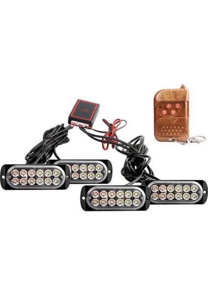 LED Strobe Kablosuz Işıklar Stroboskoplar 48LED Strobe Işık Araba 12V Römork Işıkları Kamyon Strobe Lambası (Sarı Işık) (Yurt Dışından)