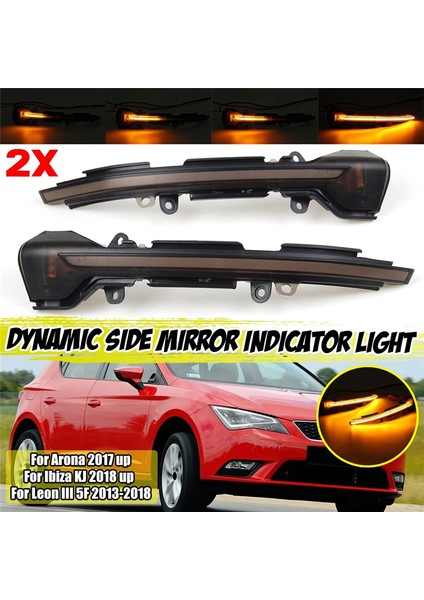 Araba Dinamik Dönüş Sinyal Lambası LED Yan Ayna Gösterge Sinyal Lambası Seat Leon Mk3 Ibiza Mk5 Cupra Arona Kj7 13-18 (Yurt Dışından)