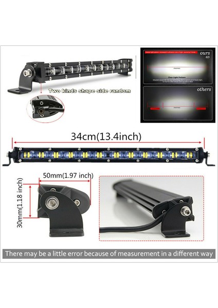 Her Arazi Plaj Arabası 36W 13 Inç 12 LED Uzun Çubuk Işığı Off-Road Arabası Plaj Arabası Tek Sıra Orta Izgara Spot Işığı (Yurt Dışından) modelleri