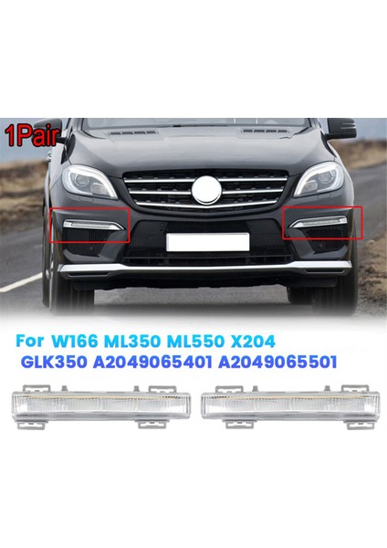 1 Çift Ön LED Gündüz Farı Drl Sis Lambası Mercedes W166 ML350 ML550 X204 GLK350 A2049065401 A2049065501 (Yurt Dışından)
