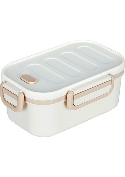 Çift Katmanlı Öğle Yemeği Kutusu Pp Plastik Tokalı Sebzelik Öğrenci Öğle Yemeği Kutusu Mikrodalga Saklama Kabı (Beyaz) (Yurt Dışından)