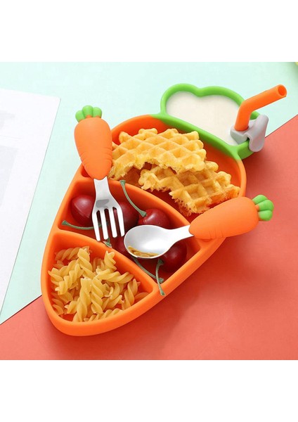 Karikatür Silikon Yemek Tabak Seti, Çocuklar Için Bölünmüş Izgara Tabak, Havuç Şeklinde Kase, Kaşık Çatal Sofra Takımı, Küçük Çocuklar Için (Yurt Dışından) fiyatları
