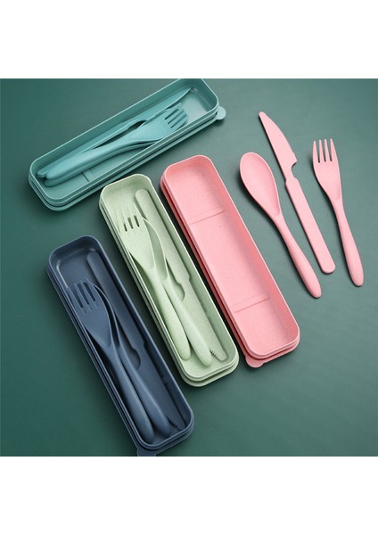 8 Set Buğday Samanı Çatal Bıçak Takımı, Yeniden Kullanılabilir Taşınabilir Seyahat Aletleri Seti, Kılıflı, Kaşık Bıçak Çatal (Yurt Dışından)