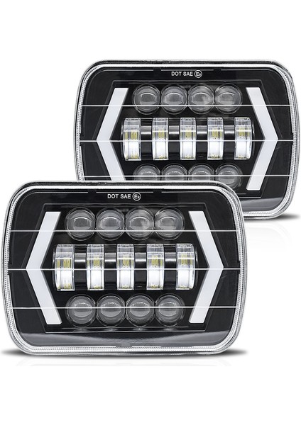 5x7 LED Farlar, 100W 7x6 LED Far Drl Yüksek Düşük Işın Dikdörtgen Jeep Wrangler Cherokee Xj H6054LL 2 Adet (Yurt Dışından)