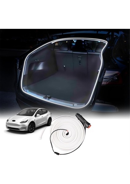 Tesla Model Y 2021-2023 Araba LED Işık Şeridi Esnek Arka Bagaj Su Geçirmez Neon Işık Aksesuarları (Beyaz) (Yurt Dışından) modelleri
