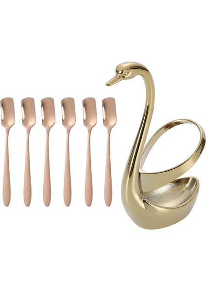 Paslanmaz Çelik Yemek Takımı Seti Kaşık Kuğu Tabanı Kahve, Çay Kaşığı, Tatlı, Karıştırma, Karıştırma, Dondurma, Kek -B (Yurt Dışından)
