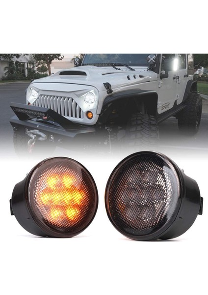 Amber LED Ön Izgara Dönüş Sinyal Lambası Gösterge Sinyal Lambası Jeep Wrangler Jk Jku 2007-2018, Duman Merceği (Yurt Dışından) fırsatları