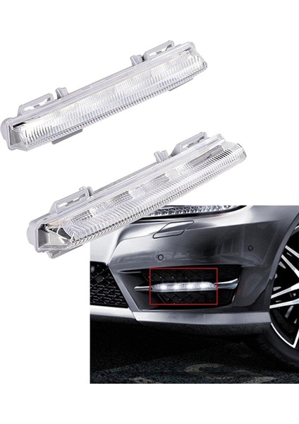 1 Çift Ön Drl Gündüz Farları Sis Farı Lambası Mercedes-Benz W204 W212 C250 C280 C350 E350 2007-2014 (Yurt Dışından)
