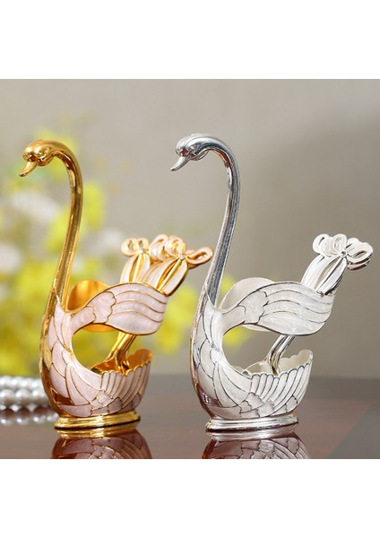 Kuğu Tutucu Çatal Bıçak Kaşık Seti, Çinko Alaşım Çatal Tutucu Seti Kahve Meyve Tatlı Sofra Takımı Seti Mutfak Alet Aksesuarları-Gümüş (Yurt Dışından) fırsatları