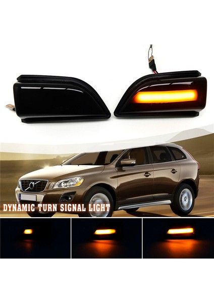 31217288 31217289 Araba LED Dinamik Dönüş Sinyal Lambası Yan Ayna Sıralı Lambası Volvo XC60 2008-2014 (Yurt Dışından)