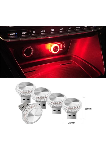 10X Araba USB Ortam Işığı Mini LED Iç Mekan Dekoratif Lamba Parti Dj Araç Evrensel Otomatik D (Yurt Dışından)