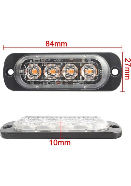 4 Adet 4led Stroboskoplar 12V Flaş Işığı 4 In 1 Araba Acil Durum Işığı Beacon Acil Yanıp Sönen Işık (Kırmızı-Sarı Işık) (Yurt Dışından)