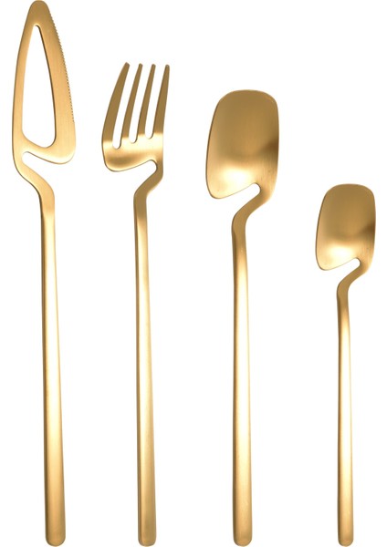 Mat Çatal Bıçak Takımı, Paslanmaz Çelik Yemek Sofra Takımı, Sofra Takımı Seti, Bıçak Çatal Kaşık Yemek Takımı Seti Parti Seti (Altın, 4 Parça) (Yurt Dışından)