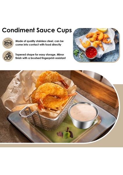 12'li Paket - Premium Fırçalanmış Paslanmaz Çelik Çeşni Sos Kapları Baharat Tencereleri Sıvı Dips Kaseleri - 2.5oz 70ML (Yurt Dışından) fırsatları