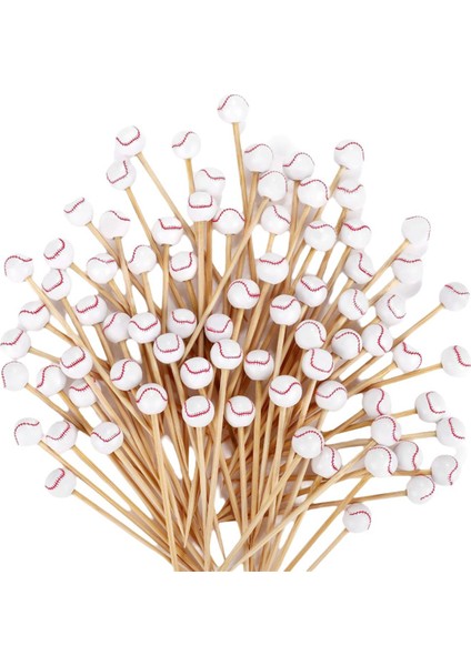 100 Adet Beyzbol Dekoratif Bambu Kokteyl Seçimleri Mezeler Içecekler Meyve Beyzbol Için Dekoratif Meyve Kürdanları (Yurt Dışından)