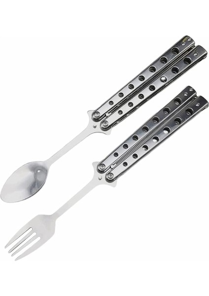 Kaşık ve Çatal Seti, Mutfak Bekü Için Katlanabilir Paslanmaz Çelik Çatal Bıçak Takımı (Yurt Dışından)