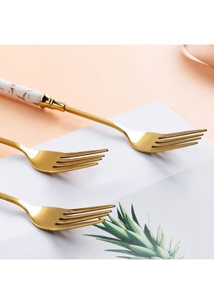 Paslanmaz Çelik Çatal Bıçak Takımı Yaratıcı Mermer Sofra Kahve Kaşığı Yeşim Meyve Çatalı Yeşil + Altın (Yurt Dışından) fırsatları