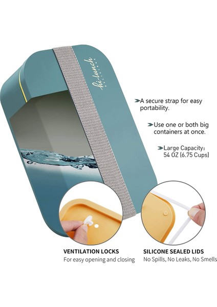 Yetişkinler ve Çocuklar Için Bento Kutusu - 1.6l Öğle Yemeği Kabı, Iş Veya Okul Aperatif Paketleme Için Sızdırmaz Öğle Yemeği Kutuları (Yeşil) (Yurt Dışından) modelleri