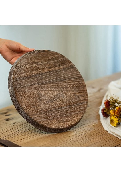 Adet Rustik Ahşap Tepsi Mumluk-Küçük Dekoratif Plaka Ayağı Mum Tepsisi Ahşap Çiftlik Evi Yemek Masası Için (Yurt Dışından) modelleri