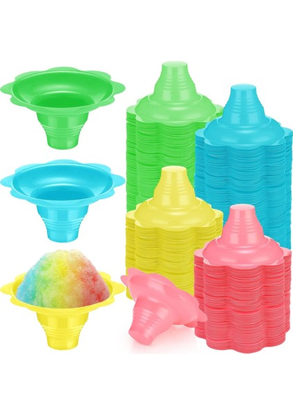 200 Adet 4 Oz Renkli Traşlanmış Buz Dakları Çiçek Şekilli Kar Konisi Dakları Sızdırmaz Plastik Atıştırmalık Dondurma Kaseleri (Yurt Dışından)