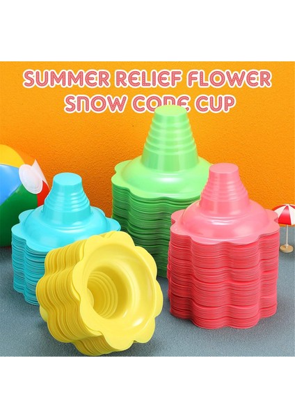 200 Adet 4 Oz Renkli Traşlanmış Buz Dakları Çiçek Şekilli Kar Konisi Dakları Sızdırmaz Plastik Atıştırmalık Dondurma Kaseleri (Yurt Dışından) fırsatları