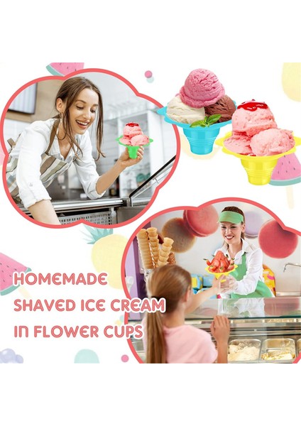 200 Adet 4 Oz Renkli Traşlanmış Buz Dakları Çiçek Şekilli Kar Konisi Dakları Sızdırmaz Plastik Atıştırmalık Dondurma Kaseleri (Yurt Dışından) indirimleri