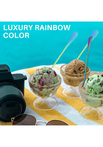 Kahve Çay Kaşıkları, 6'lı Set Gökkuşağı Renkli Kahve Kaşığı Uzun Saplı Dondurma Çöl Kaşığı Kokteyl Karıştırma Kaşıkları Karıştırma Kaşığı, Sivri Başlıklı (Yurt Dışından) indirimleri