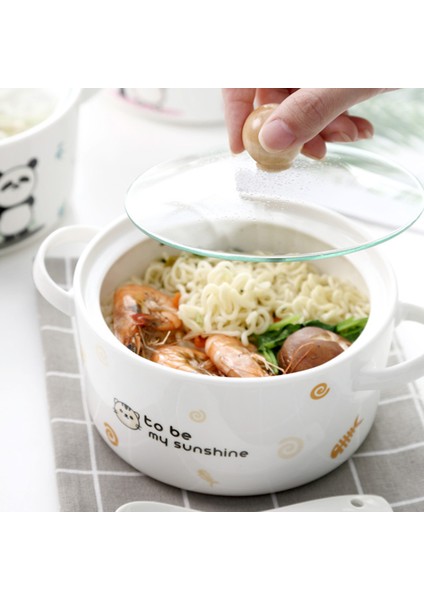 Seramik Anında Erişte Kapaklı Kase Anında Erişte Fincan Kase ve Yemek Çubukları Seti Ev Yemek Kabı, Tavşan (Yurt Dışından) fiyatları