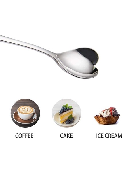 Adet Paslanmaz Çelik Kalp Şeklinde Kahve Kaşığı Mutfak Aksesuarları Tatlı Şeker Karıştırma Kaşığı Çay Kaşığı Yemek Takımı (Yurt Dışından) fırsatları