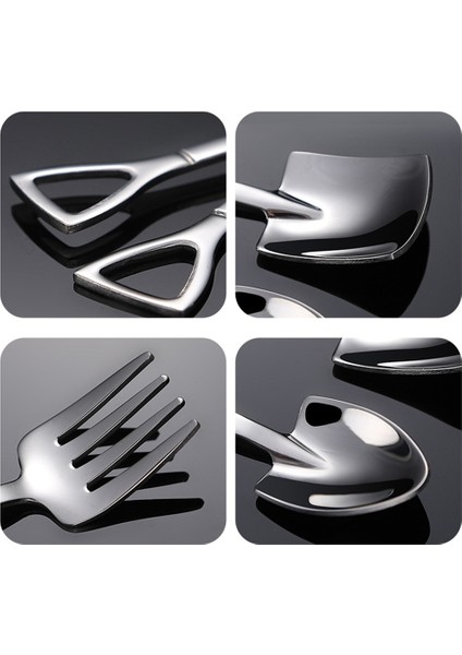 21 Adet Kürek Kaşık Paslanmaz Çelik Çay Kaşığı Kahve Kaşığı Dondurma Tatlı Kaşığı Sofra Bıçak Çatal Kaşık, A (Yurt Dışından)