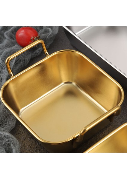 Paslanmaz Çelik Gıda Saklama Tepsisi Çift Kulaklı Kızarmış Tavuk Kare Tabak Atıştırmalık Meyve Tabağı Gıda Sergileme Mutfak Aletleri, A (Yurt Dışından) indirimleri