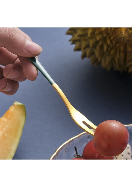 5 Parça 5 Inç Paslanmaz Çelik Lüks Zarif Meyve Çatal Tatlı Çatal Iki Diş Çatal Koyu Yeşil (Yurt Dışından) fiyatları