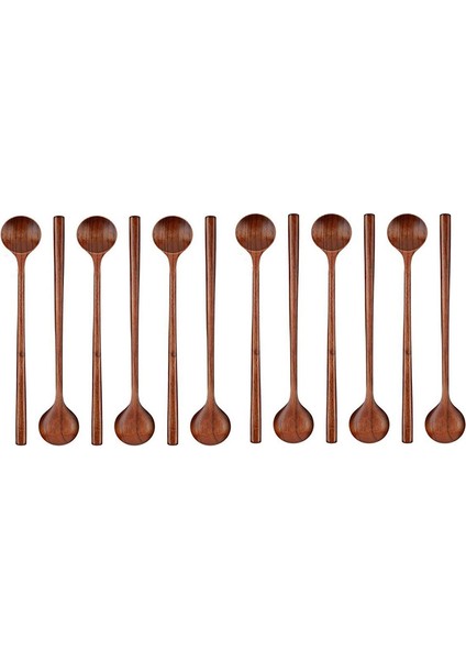 12 Adet Ahşap Uzun Kaşıklar Uzun Saplı Yuvarlak Kaşıklar Kore Tarzı Çorba Kaşıkları Çorba Pişirme Karıştırma Karıştırma Mutfak (Yurt Dışından)