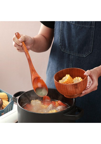 Ahşap Çorba Kaşıkları, 6 Parça 7.84 Inç Japon Ramen Kaşık Yuvarlak Nanmu Ahşap Uzun Saplı Çocuklar Pirinç Tatlısı Koyu Kahverengi (Yurt Dışından) fiyatları