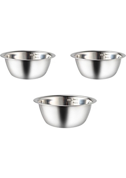 3 Adet Paslanmaz Çelik Kase Pişirme Kabı Ölçekli Ev Sofra Takımı Pişirme Kabı Meyve Salatası Kasesi Mutfak Pişirme Kabı (Yurt Dışından)