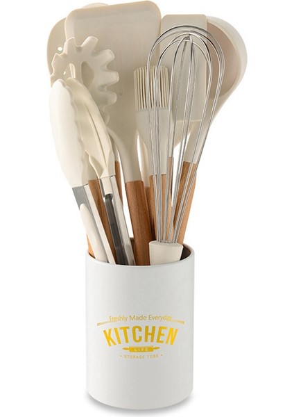 Silikon Pişirme Gereçleri Seti 10 Parça Yapışmaz Silikon Mutfak Gereçleri Depolama Kovası ile Pişirme Spatula (Yurt Dışından)