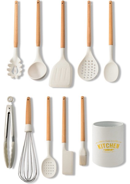 Silikon Pişirme Gereçleri Seti 10 Parça Yapışmaz Silikon Mutfak Gereçleri Depolama Kovası ile Pişirme Spatula (Yurt Dışından) modelleri