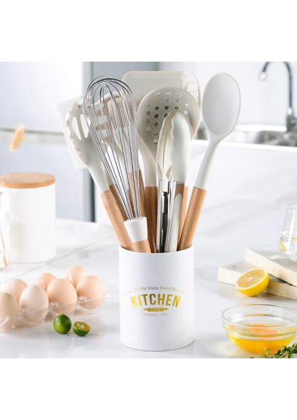 Silikon Pişirme Gereçleri Seti 10 Parça Yapışmaz Silikon Mutfak Gereçleri Depolama Kovası ile Pişirme Spatula (Yurt Dışından) indirimleri