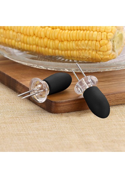 8 Adet Paslanmaz Çelik Mısır Çatal Mısır Rafı Mısır Koçanı Mutfak Eşyaları Yaratıcı Küçük Yuvarlak Kafa Bekü Mısır Çatal Siyah (Yurt Dışından) modelleri