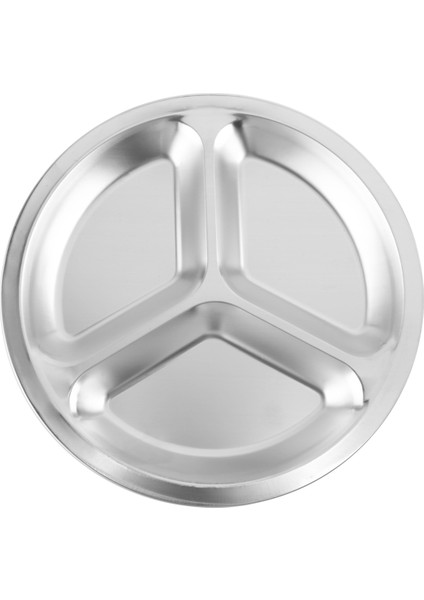 Paslanmaz Çelik 3 Bölüm Yuvarlak Bölünmüş Tabak Snack Yemek Tabağı Çapı 24CM (Yurt Dışından)