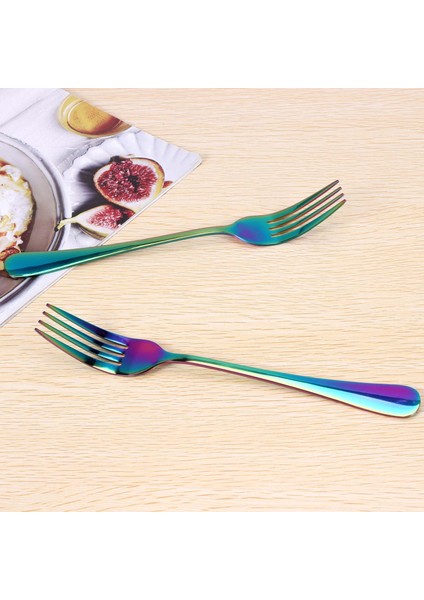 Paslanmaz Çelik Masa Çatal Seti, 6 Adet Gökkuşağı Rengi Paslanmaz Çelik Sofra Çatal Bıçak Takımı Yemek Takımı Seti Bulaşık Makinesinde Yıkanabilir, Çatal (20CM/7.87 Inç) (Yurt Dışından) fırsatları