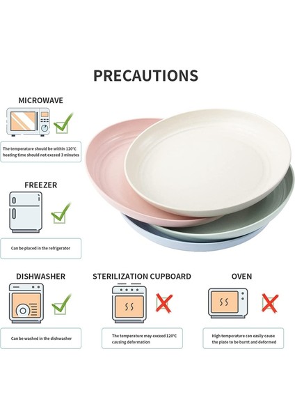 Plastik Tabaklar Yeniden Kullanılabilir Çevre Dostu Hafif Buğday Samanı Tabakları, Salata Tabakları, Kamp Tabakları, Yemek Tabakları 8'li Paket (Yurt Dışından) indirimleri