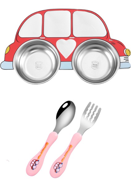 Çocuk Beslenme Çantası, Çocuk Tabağı, Paslanmaz Çelik Öğle Yemeği Kutusu, Çatal Bıçak Takımı Kırmızı (Yurt Dışından)