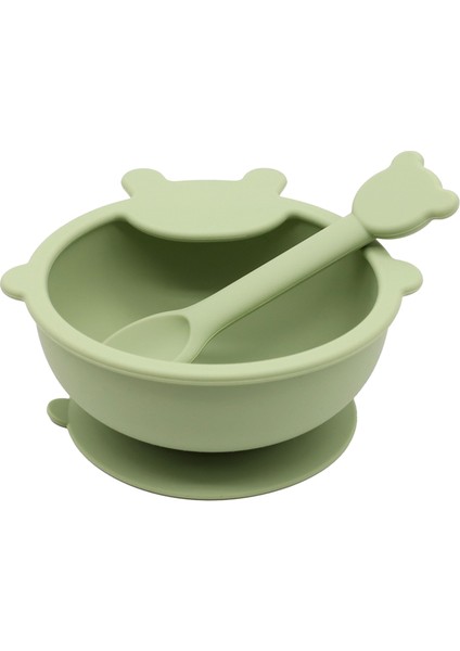 Mama Bebek Besleme Seti Kaşıklı, Silikon Vakumlu Kaplar - First Stage Feed Silikon Tabak C (Yurt Dışından)