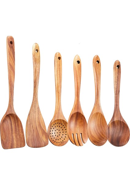 Ahşap Mutfak Gereçleri Seti,6 Adet Pişirme Için Ahşap Kaşıklar,ahşap Pişirme Gereçleri,yapışmaz Tava Için Ahşap Kaşıklar (Yurt Dışından)