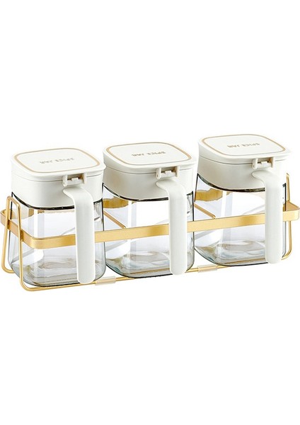 Baharat Kavanozu Baharat Kabı+Kapaklar ve Kaşıklar,şeffaf Cam Baharat Kutuları Tencereler Baharat Kutusu Tuz Kabı Beyaz (Yurt Dışından)