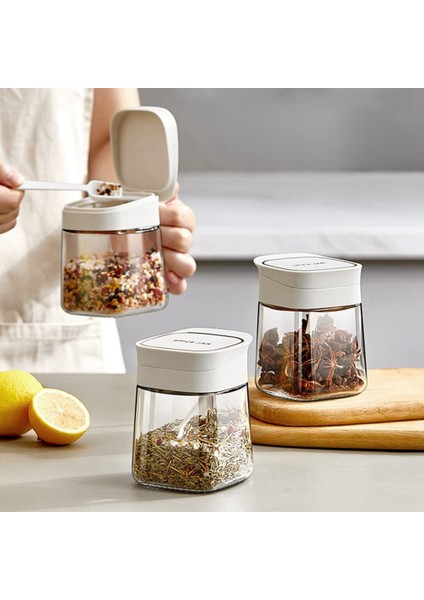 Baharat Kavanozu Baharat Kabı+Kapaklar ve Kaşıklar,şeffaf Cam Baharat Kutuları Tencereler Baharat Kutusu Tuz Kabı Beyaz (Yurt Dışından) fiyatları
